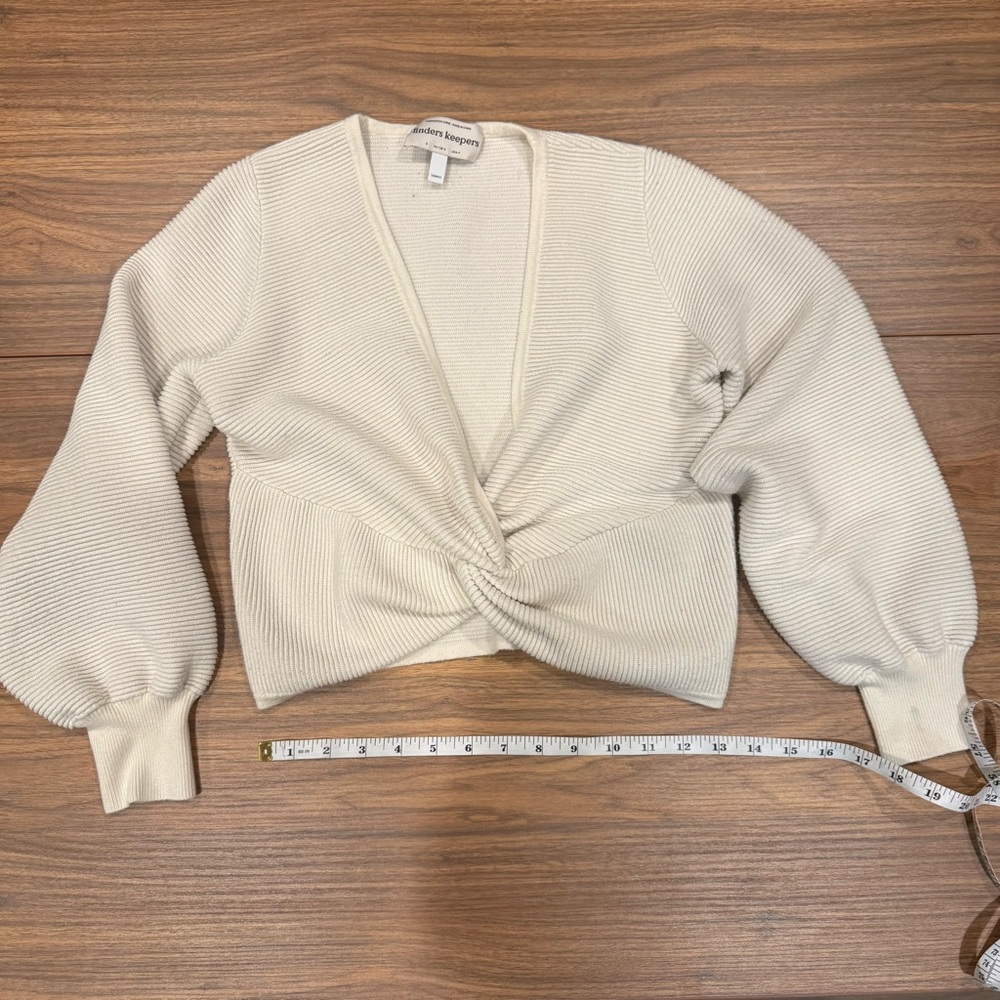 Finders Keepers Cream Twist-Front Sweater